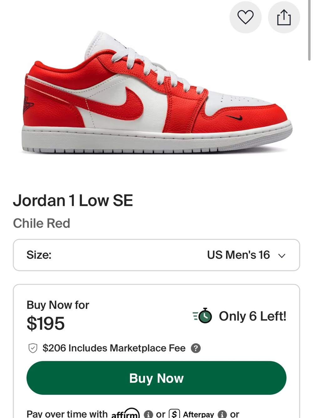 Jordan Kids Sneakers in Chile Red and White